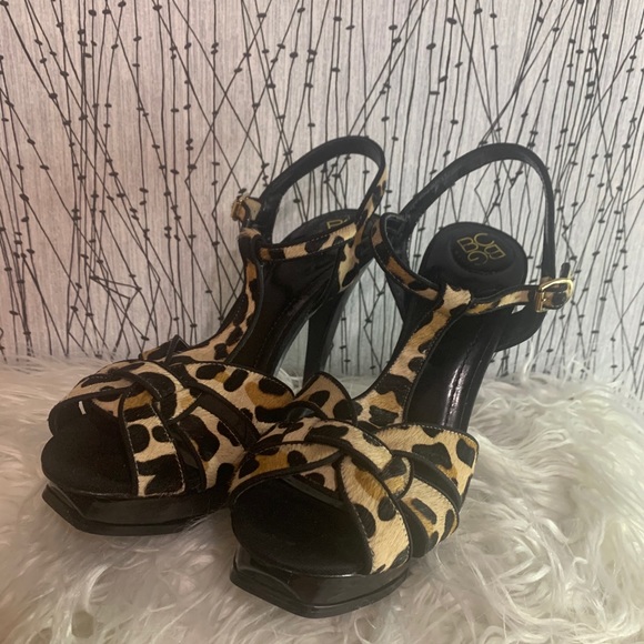 BCBGeneration Faux Leopard Print Open-Toe Heels - Picture 3 of 8